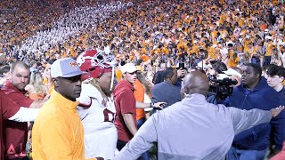 Alabama players leave field as Tennessee fans sing Dixieland Delight rush field amp rip down goalpost [upl. by Noitna]