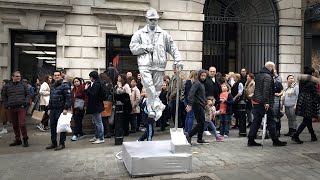 The Silver Man • London Street Performer • Floating and Levitating Trick • Street Performance • UK [upl. by Yeoj633]