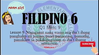 Filipino6 Q1W9 Melc9 Nagagamit nang wasto ang ibat ibang uri ng panghalip sa ibat ibang sitwasyon [upl. by Dinah]