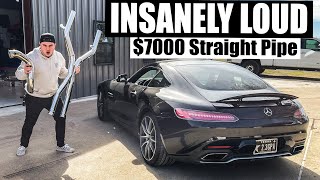 Making my AMG GTS INSANELY LOUD Straight Pipe Turboback Exhaust install [upl. by Aynnek]