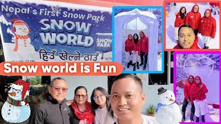 Snow world ❄️ 🌨️ family sanga ramailo hiu kheldai ❤️🥰 snowworld chitwan snowpark [upl. by Gschu]