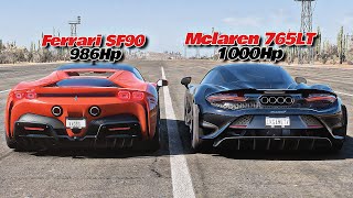 FH5 DRAG RACE  Mclaren 765LT Vs Ferrari SF90 Stradale [upl. by Andryc125]