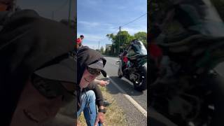 Insane TT reaction  inches from superbikes at 200MPH [upl. by Suelo]