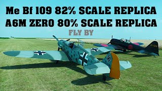 A6M ZERO and Messerschmitt Bf 109 SCALE REPLICAS  FLYBY  4K [upl. by Outhe]