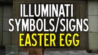 GTA 5  ILLUMINATI POSTERS SYMBOLS REFERENCES EASTER EGG GTAV [upl. by Ellivro616]