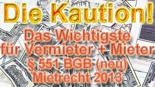 Wichtiges zum Thema Mietkaution § 551 BGB MietRÄndG Anlage  Begrenzung  Vermietershopde [upl. by Ahsikel]