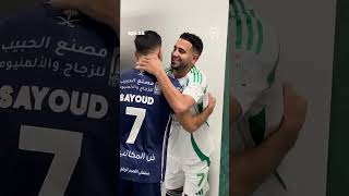 شاهد لقاء رياض محرز مع امير سعيود قبل مباراة محرز football [upl. by Kcirddahc644]