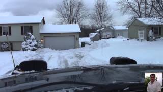 Beginners Snow Plowing a Driveway with a Meyers Lot Pro Plow One Foot or More Lake Snow [upl. by Eegnat38]