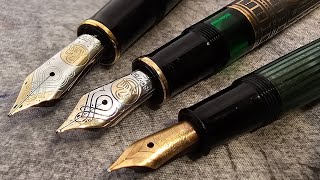 A Detailed Examination of Current Pelikan Souveran M800805 and M10002005 Nibs With Writing Samples [upl. by Atirahs]