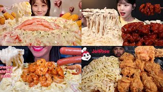 ASMR Creamy Pasta Mukbang Compilation 3  Alfredo pasta Asmr  Satisfying eating sounds [upl. by Sankey23]