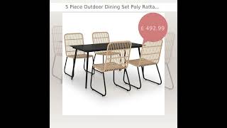 5 Piece Outdoor Dining Set Poly Rattan and Glass [upl. by Gustavo949]