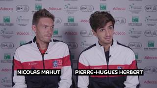 Job interview with Nicolas Mahut PierreHugues HERBERT amp Yannick Noah [upl. by Desma]