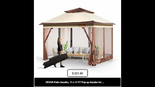 VEVOR Patio Gazebo 11 x 11 FT Pop up Gazebo for 810 Person with Mosquito Netting Metal Frame [upl. by Eekaz]