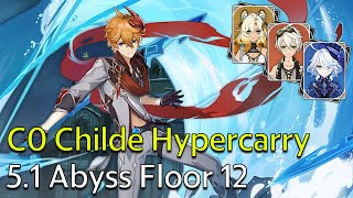 C0 Childe Hypercarry  Genshin Impact 51 Spiral Abyss Full Clear [upl. by Eboh330]