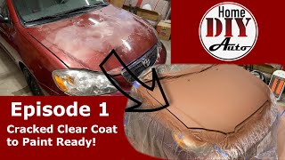 Episode 1 how to fix Toyota clear coat with Rustoleum paint job Getting the hood into primer [upl. by Raynor575]