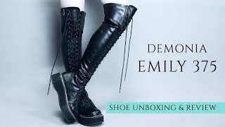 Demonia EMILY 375 OverTheKnee Boots  Shoe Unboxing amp Review [upl. by Schug613]