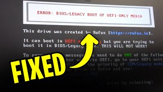 How to Fix Error BIOS Legacy Boot of UEFI Only Media 2024 UPDATE [upl. by Echikson]