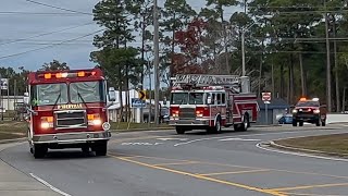 FULL HOUSE D’Iberville Engine 1 Ladder 1 Command 20 Responding Q2B W Airhorns [upl. by Notgnillew225]