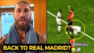 Sergio Ramos reaction on Éder Militão injury against Osasuna  Real Madrid News [upl. by Wolford]