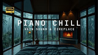 LIVE 247 Cozy Room with Relaxing Rain Warm Fireplace and Chill Piano Music for Deep Sleep [upl. by Coit]