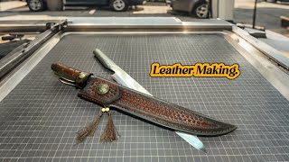 making a leather sheaths  full process  leather craft  chefs knife [upl. by Ddet755]