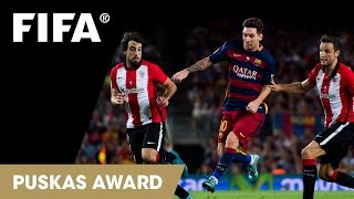 Lionel Messi goal  FIFA Puskas Award 2015 Nominee [upl. by Elleneg342]