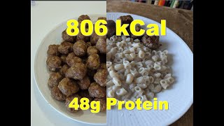 Air fryer meatballs and Stewed macaroni 806 kCal 48g Protein [upl. by Hatfield]