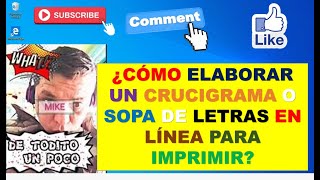 ¿CÓMO HACER UN CRUCIGRAMA O SOPA EN LINEA PARA IMPRIMIR [upl. by Elatsyrk304]