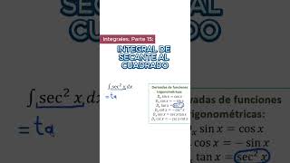 Integrales Parte 15 Integral de secante al cuadrado maths matematicas calculo [upl. by Pevzner132]