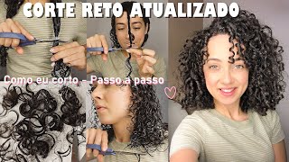 COMO CORTO MEU CABELO CACHEADO SOZINHA  CORTE RETO CABELO CACHEADO  Oeslanhiny Nunes [upl. by Cyrano]