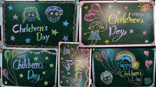 Childrens day board decoration ideas  Childrens day decoration in school  Chalkboard Decoration [upl. by Olva403]