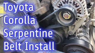 How To Change The Serpentine Belt On A 2003 2004 2005 2006 2007 2008 Toyota Corolla [upl. by Michaeu]