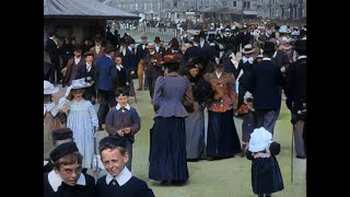 4k 50fps colorized 1901 Panoramic View of the Morecambe Sea Front [upl. by Suzan]