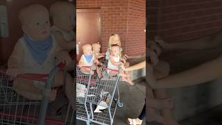 How to shop with Triplets and a Toddler 🤣 mom dad triplets baby cute [upl. by Ahcire]