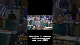 Minister Daryl Vaz announces ban on rideshare apps June 4 2024 jis jistv goverment jisnews [upl. by Romeon]