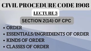 ORDER UNDER SEC 214 OF CPC  cpclectures codeofcivilprocedure1908 [upl. by Daphne]