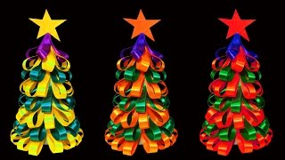 How To Make A Beautiful and Colorful Ribbon Christmas Tree Christmas Crafts  HD [upl. by Kacerek]