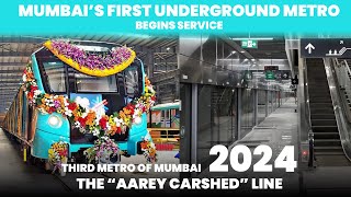 Mumbai New Underground Metro Opens to public  3rd Metro Line of Mumbai 2024 [upl. by Eilrebmik]