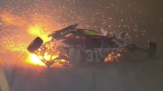 MYATT SNIDER SCARY CRASH INTO THE CATCHFENCE  2022 BEEF 300 XFINITY SERIES AT DAYTONA [upl. by Ylrebme]