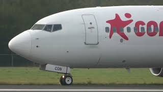 Corendon Airlines B737800 Landing Groningen Airport Eelde [upl. by Nnarefinnej]