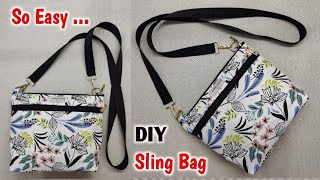 DIY Sling Bag for Daily Use  VERY EASY  Shoulder bag making at home  Crossbody bag sewing  Bags [upl. by Cottrell827]