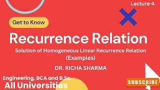 Recurrence RelationExamples of Homogeneous Linear Recurrence Relation Discrete Mathematics Part4 [upl. by Sperling619]