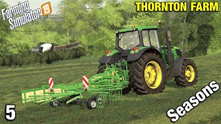 RAKING IN THE NEW GRASS FIELD Thornton Farm Timelapse  FS19 Ep 5 [upl. by Nirihs690]