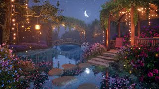 Cozy Enchanted Lake Garden in the Spring Night  Relaxation sounds for sleep focus study relax [upl. by Gideon]