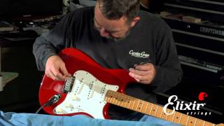 Setting Up Your Stratocaster Guitar Bridge Action Height Adjustment Step 2 of 4  ELIXIR Strings [upl. by Suoirad]