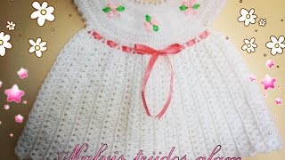 vestido para bebé tejido a crochet o ganchillo fácil y rápido [upl. by Nerek923]