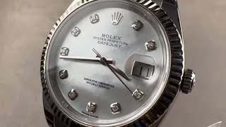 Rolex Datejust 41 Mother of Pearl and Diamond Dial 126334 Rolex Watch Review [upl. by Aicirtac313]