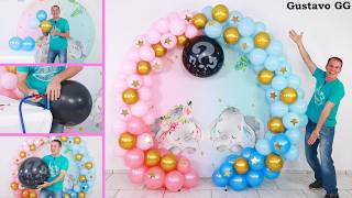 ARCO DE GLOBOS 👶 revelacion de sexos 👶 Gender reveal  decoracion con globos aro globos  gustavo gg [upl. by Anitel]