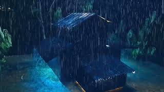 Sleep Well with Super Large Rain Real Thunder Sounds Strong wind Gust on Tin Roof Asmr [upl. by Ellecrad335]