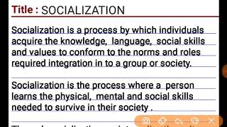 What is SOCIALIZATION explanation in Hindi [upl. by Donni]